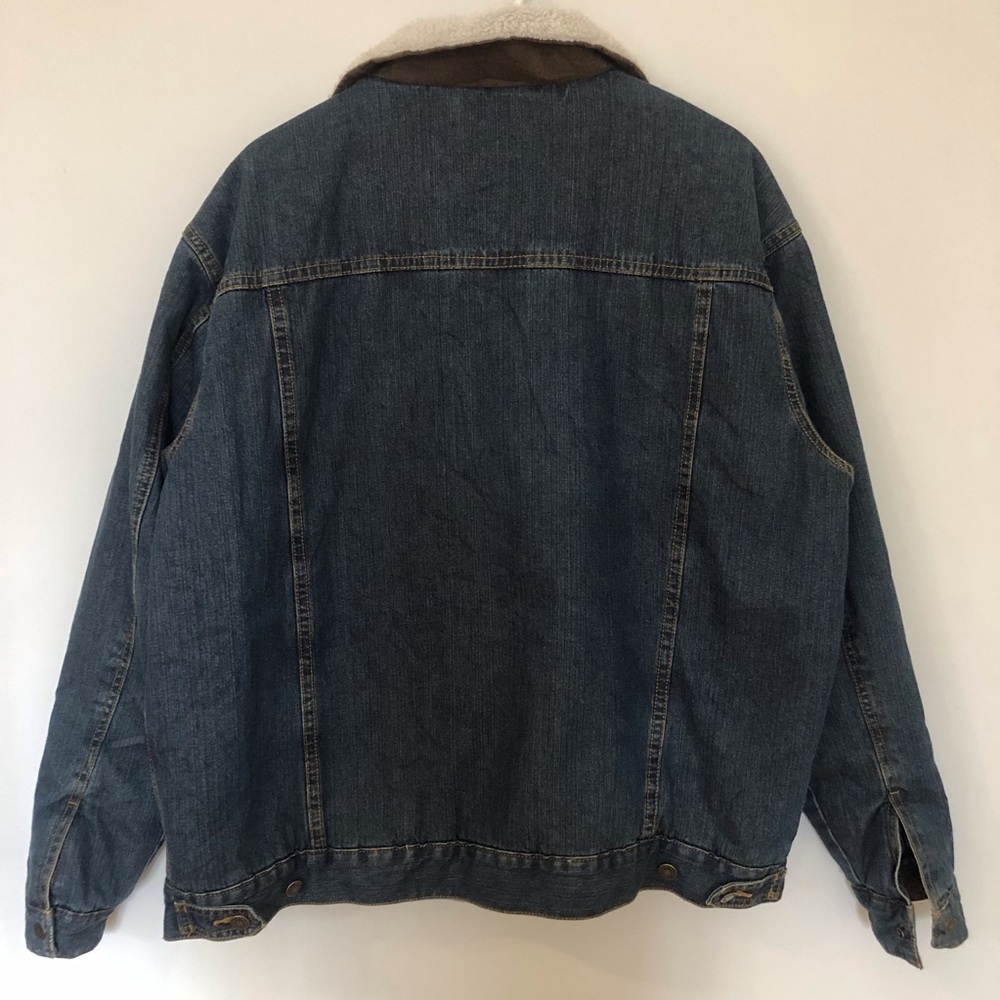 Wrangler denim Sherpa lined jacket corduroy trim collar ranch cowboy Size L - Picture 8 of 11